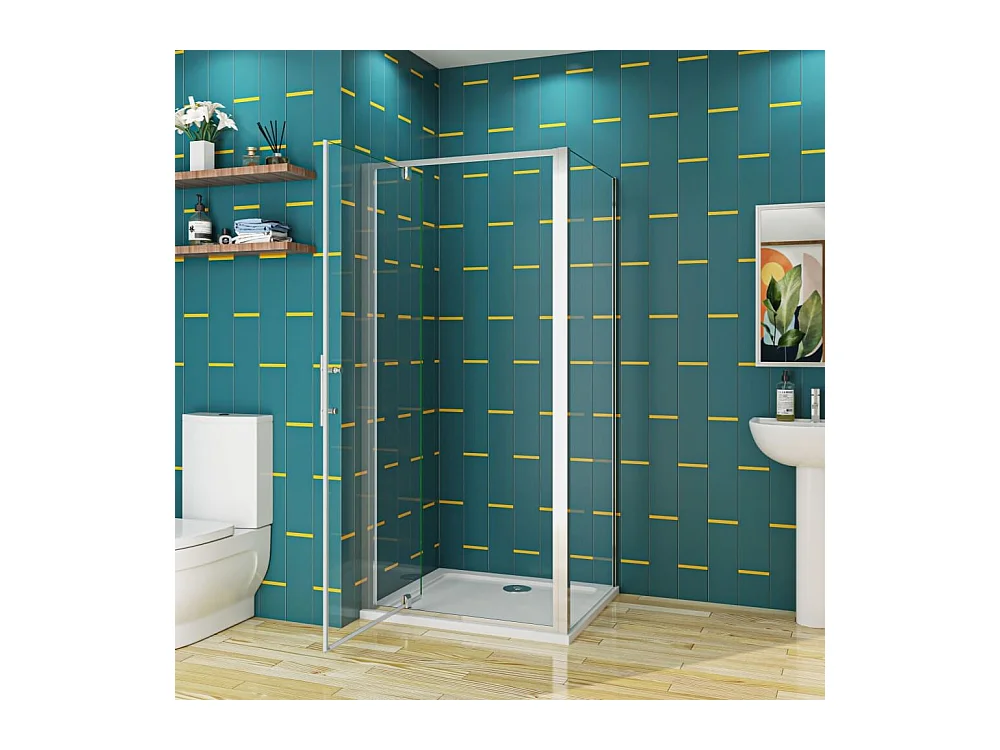 70x80x185cm 5mm Sicherheitsglas Pendeltür mit Seitenwand Falttür Duschkabine