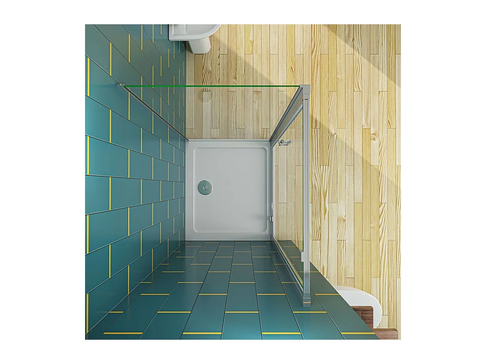 90x80x185cm 5mm Sicherheitsglas Pendeltür mit Seitenwand Falttür Duschkabine