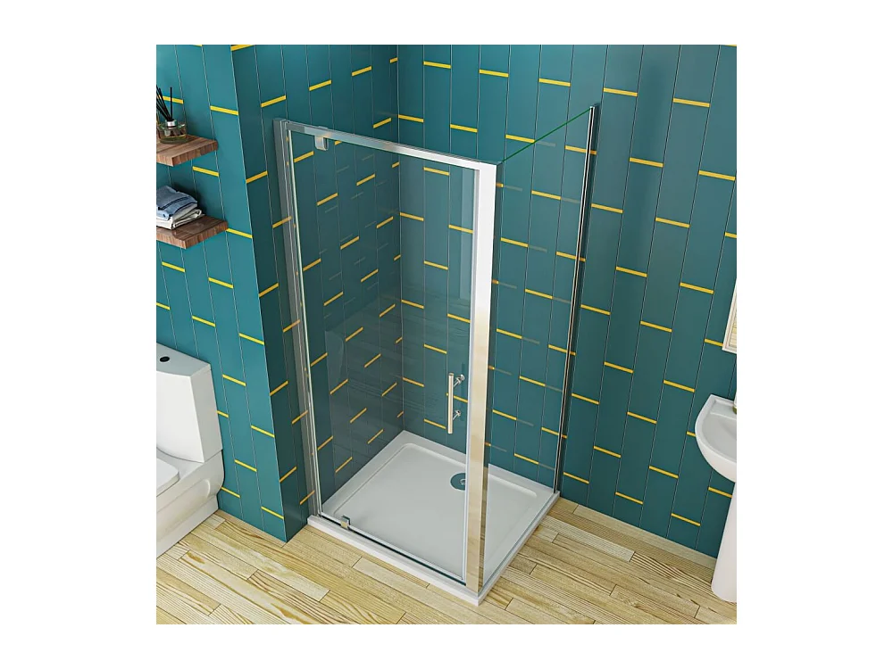 90x80x185cm 5mm Sicherheitsglas Pendeltür mit Seitenwand Falttür Duschkabine