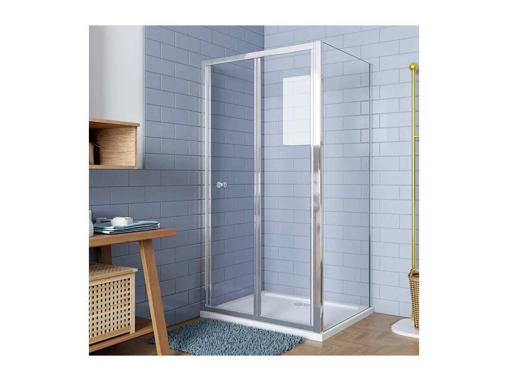 70x80x185cm 5mm ESG mit Seitenwand Pendeltür Falttür Duschkabine
