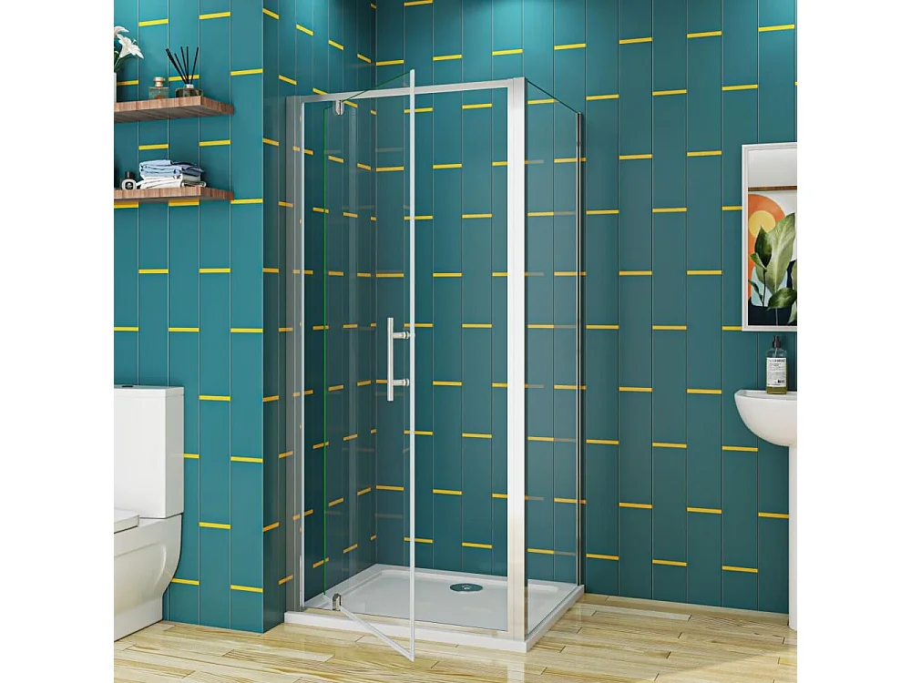 76x90x185cm 5mm Sicherheitsglas Pendeltür mit Seitenwand Falttür Duschkabine