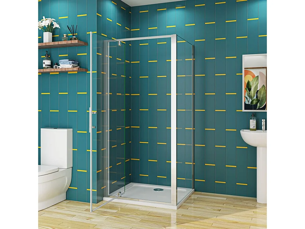 76x90x185cm 5mm Sicherheitsglas Pendeltür mit Seitenwand Falttür Duschkabine