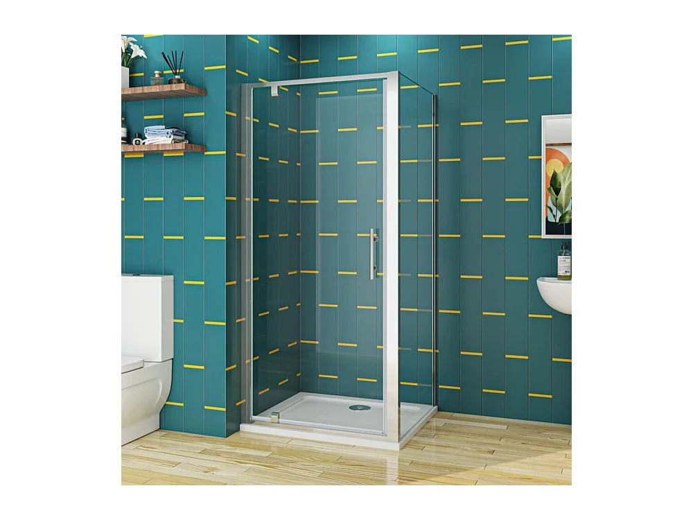 80x70x185cm 5mm Sicherheitsglas Pendeltür mit Seitenwand Falttür Duschkabine