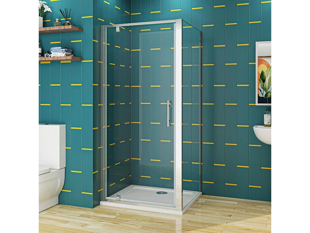 76x70x185cm 5mm Sicherheitsglas Pendeltür mit Seitenwand Falttür Duschkabine