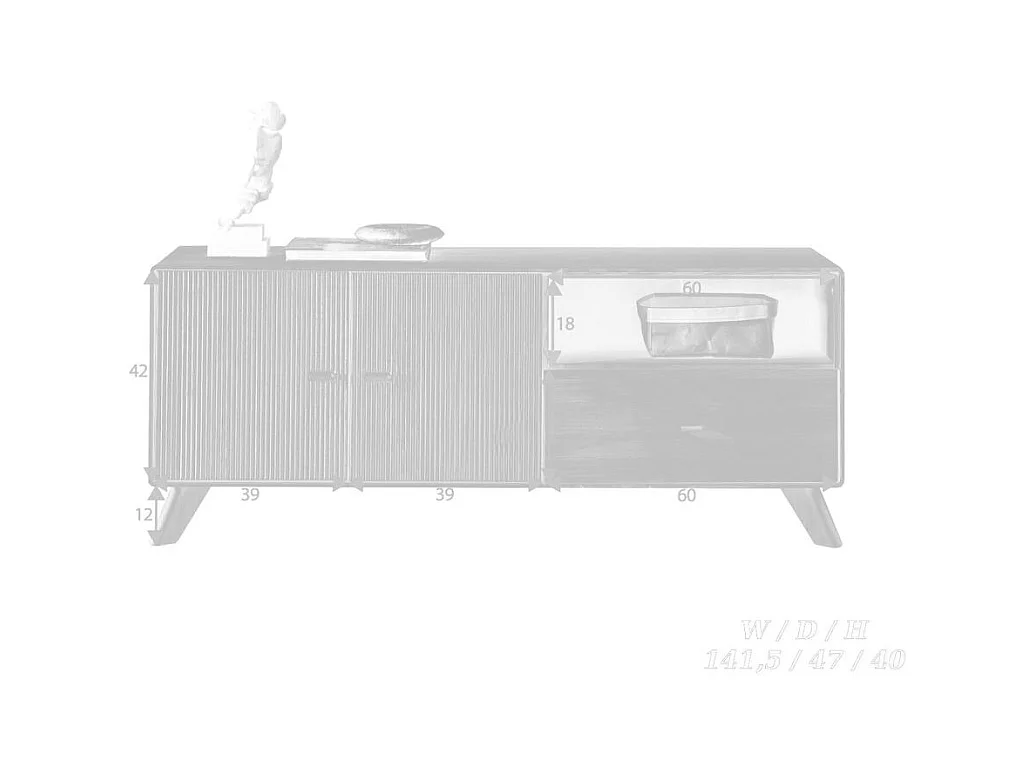 Szafka RTV boczna 1 141x40x57 cm Buk tytoń Doryda WZ-0624