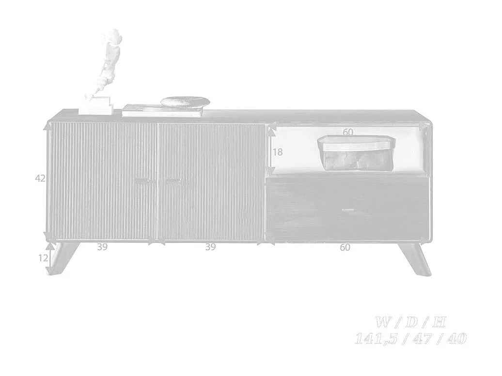 Madia laterale TV 1 141x40x57 cm Faggio tabacco doryda WZ-0624