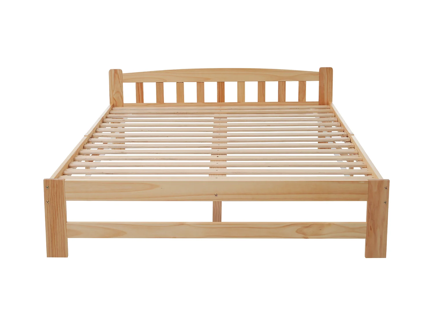 Massives Futonbett 140x200 cm Natur – Massivholz Doppelbett mit Kopfteil und Lattenrost, Jugend-/Erwachsenenbett