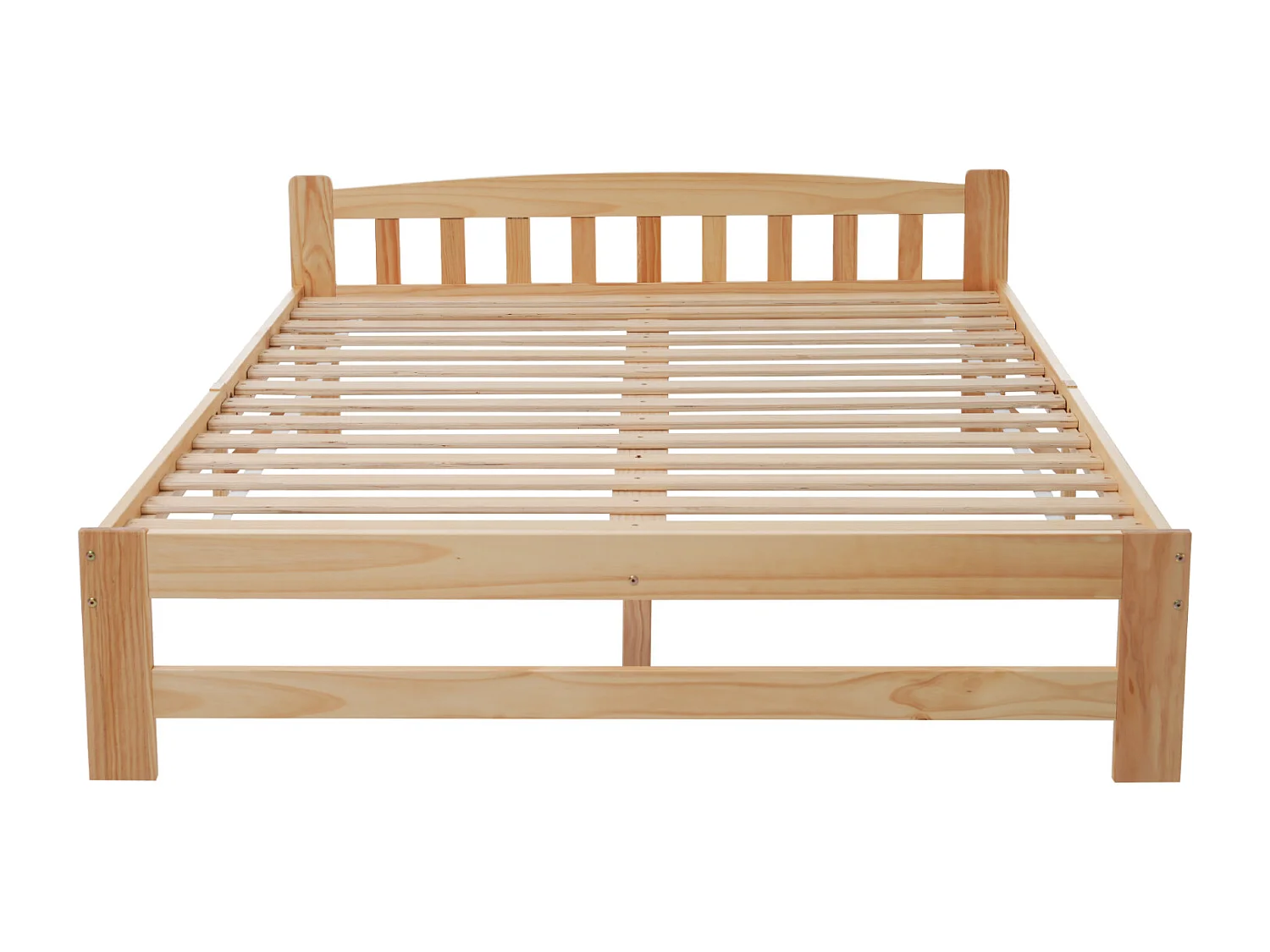 Lit futon massif 140x200 cm naturel – Lit double en bois massif avec tête de lit et sommier, lit ado/adulte
