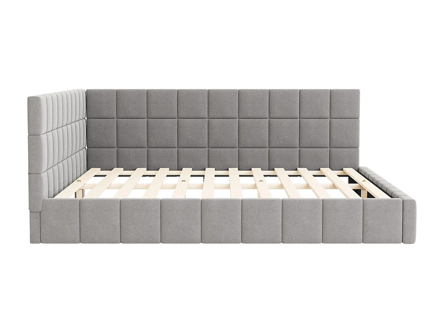 Slaapbank 160x200 cm in grijs fluweel – Multifunctioneel bed met comfortabele bodem