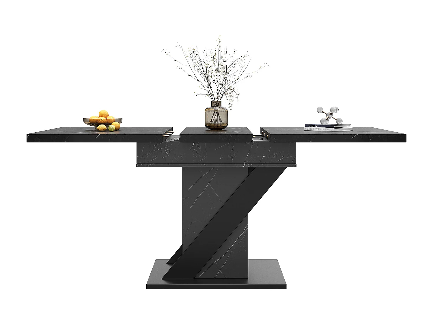 Table à manger extensible 6 places - 110/140 x 80cm x 75 cm - avec porte et étagère - MDF - noir