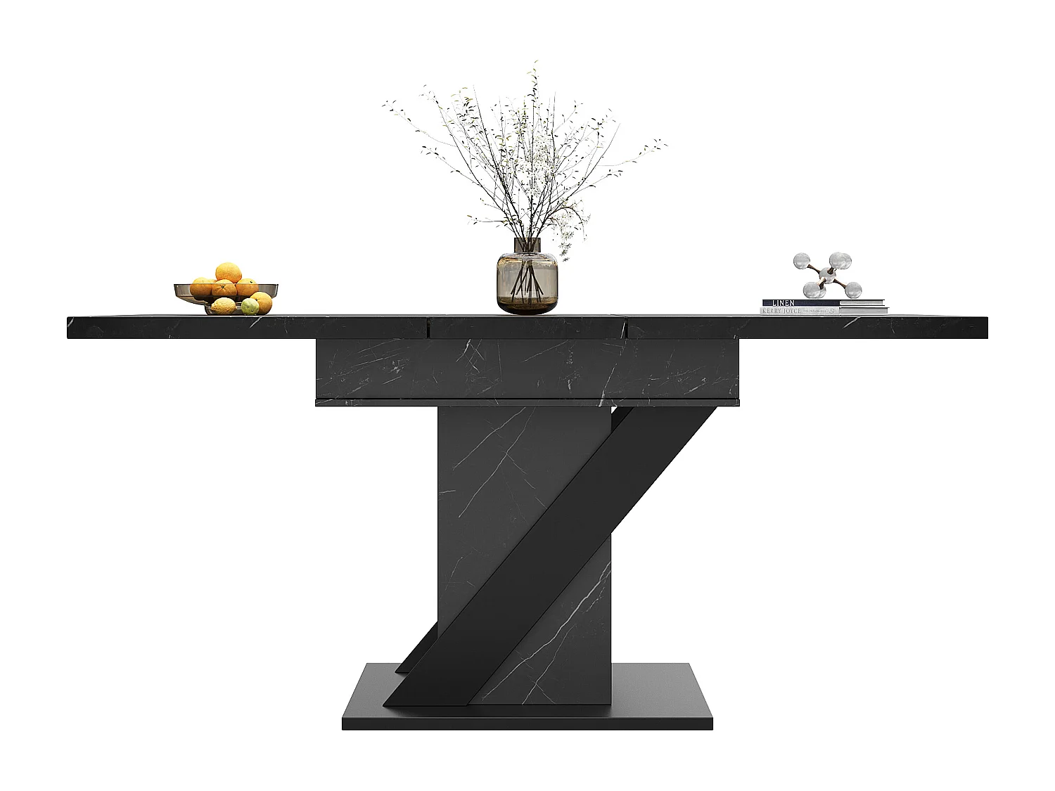 Table à manger extensible 6 places - 110/140 x 80cm x 75 cm - avec porte et étagère - MDF - noir