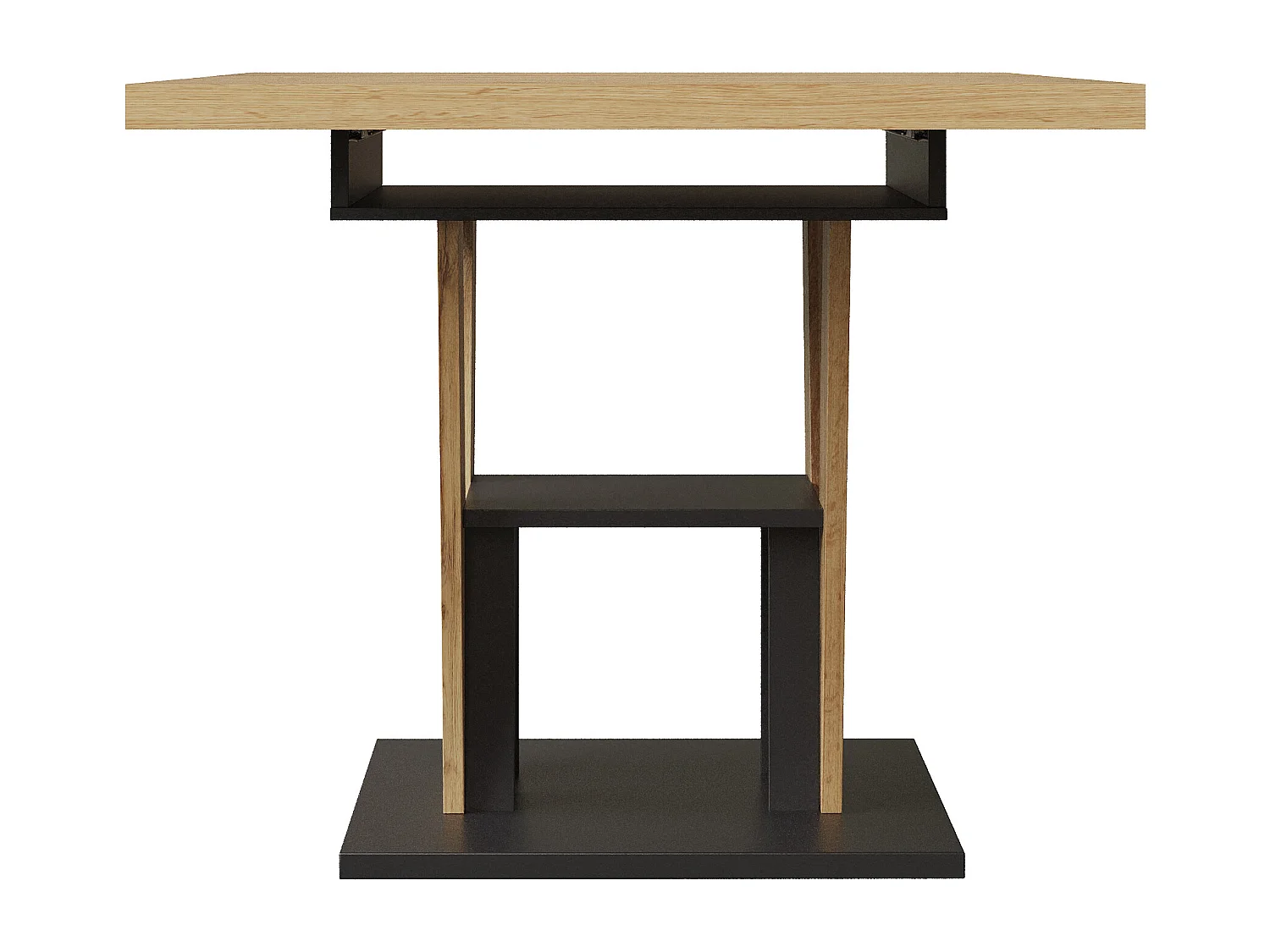 Table à manger extensible 6 places - 110/140 x 80 x 75 cm - pour cuisine et salon - MDF + métal - naturel