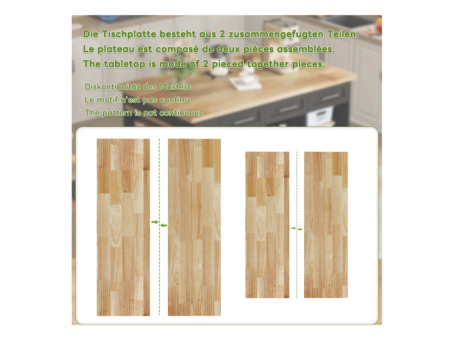 Isla central con 3 puertas + 6 cajones y balda - tablero extensible - 150/246 x 90 x 90 cm - MDF - natural + negro