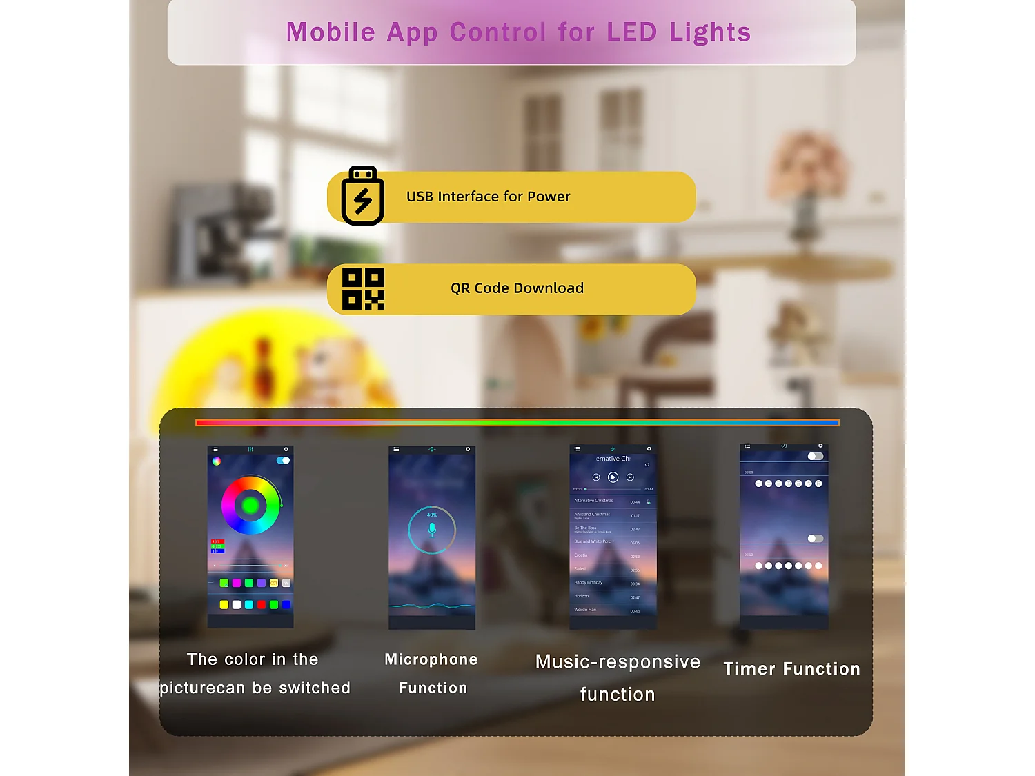 Tavolo da bar estensibile con contenitore - 135-205 x 39 x 100 cm - isola cucina mobile con LED + 2 ante - MDF - bianco