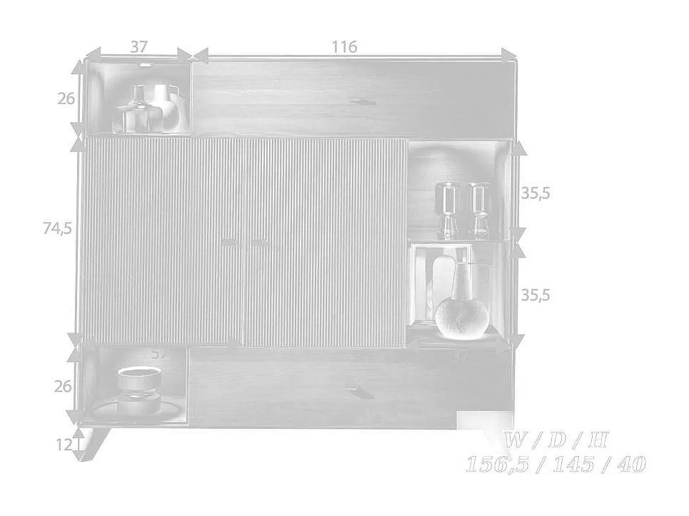 Credens 1565x400x1450 mm Tabak Buche DORYDA WZ-0624
