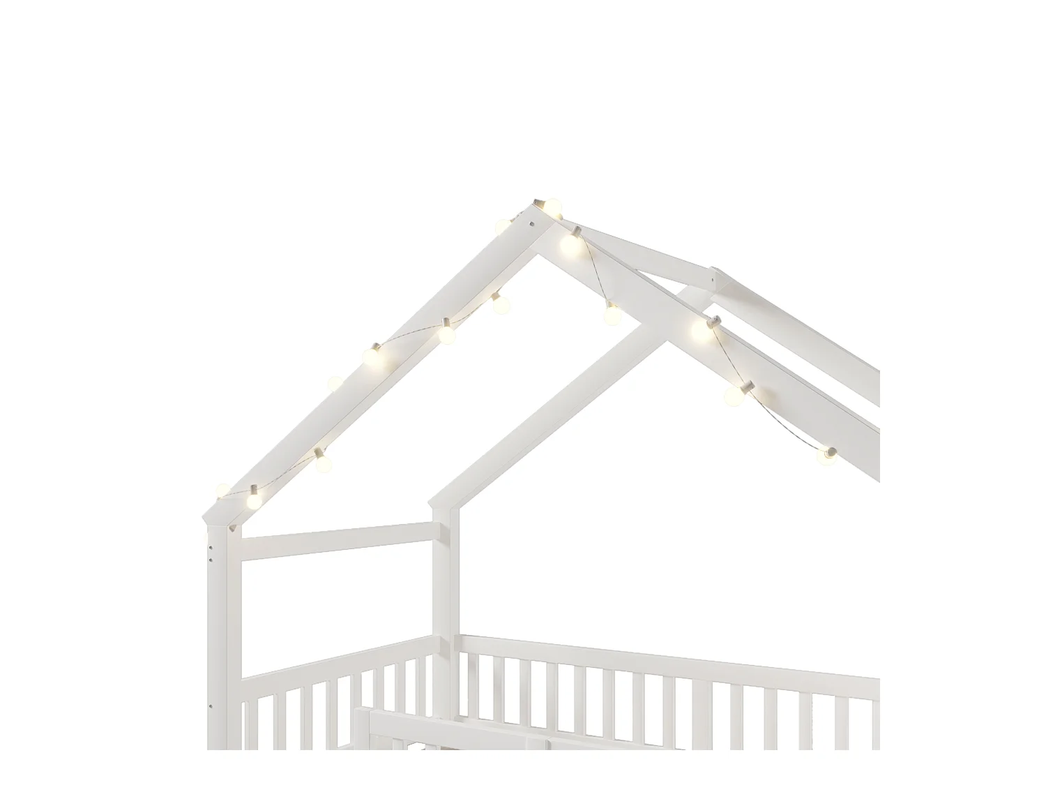 Lit plat pour enfant - 90 x 190 cm - avec barrière de sécurité  - style minimaliste - bois - blanc