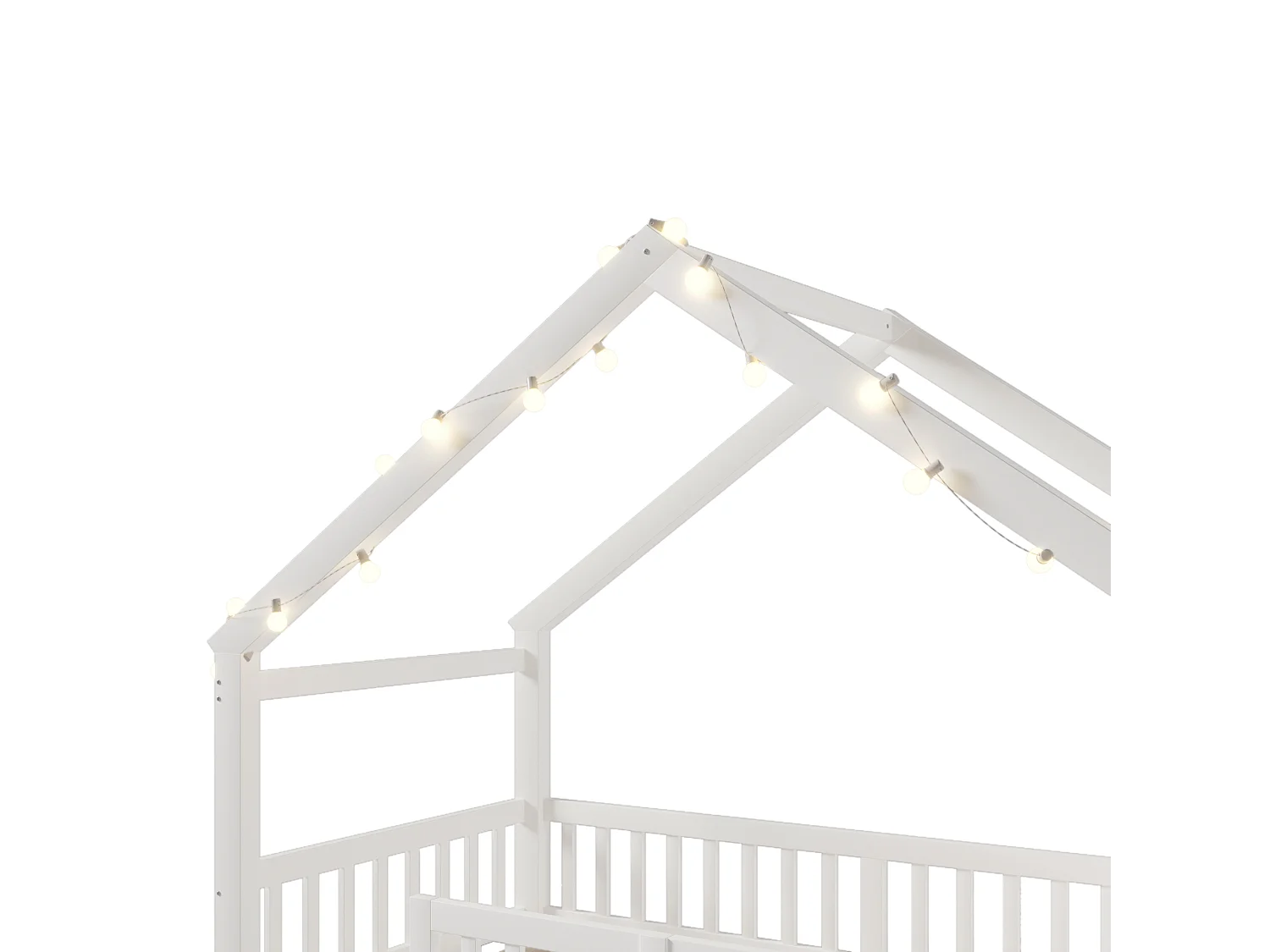 Flatsäng för barn - 90 x 190 cm - med säkerhetsgrind - minimalistisk stil - trä - vit