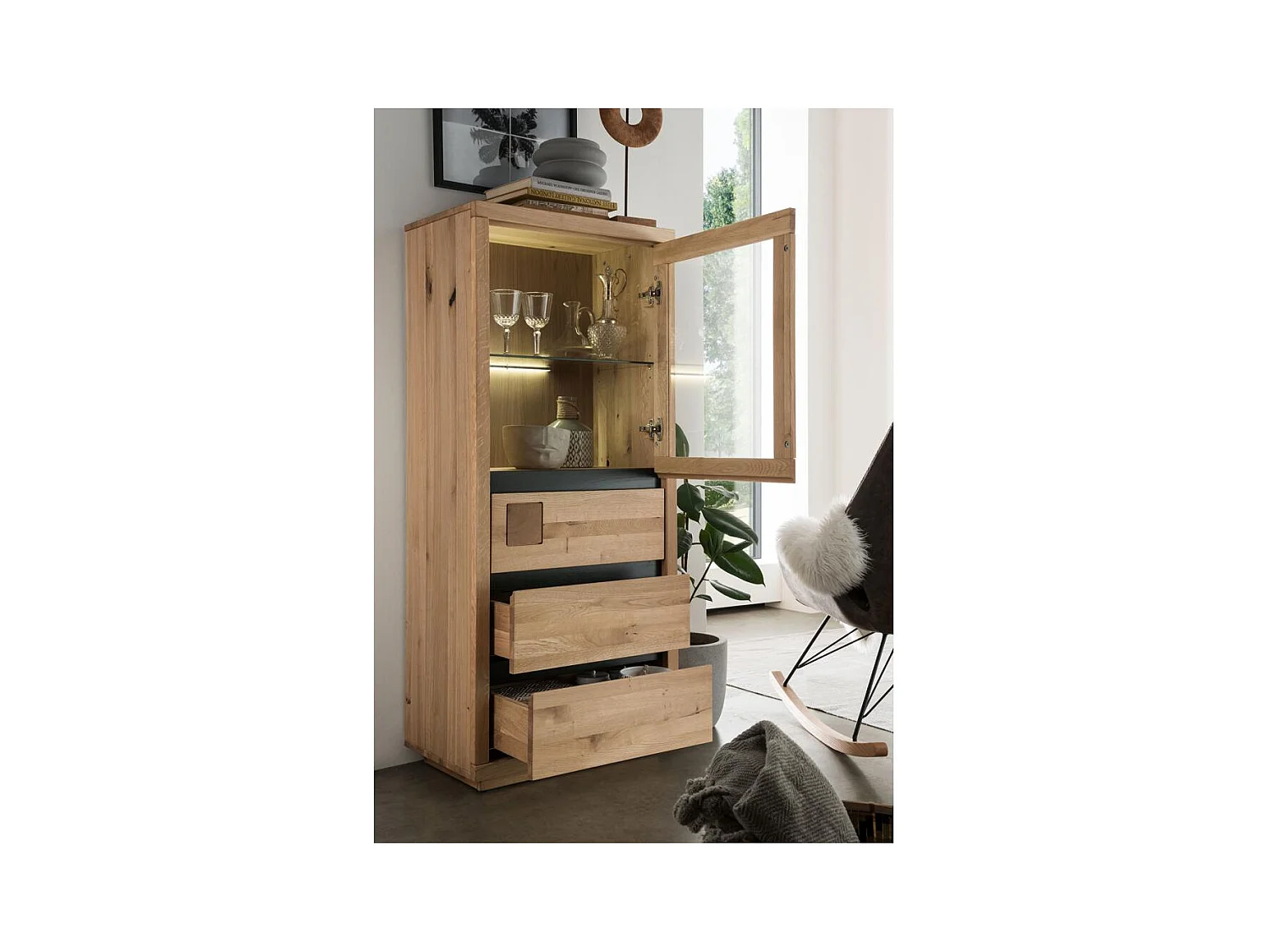 Armoire 65x40x148 cm Chêne huilé FENDE WZ-0159