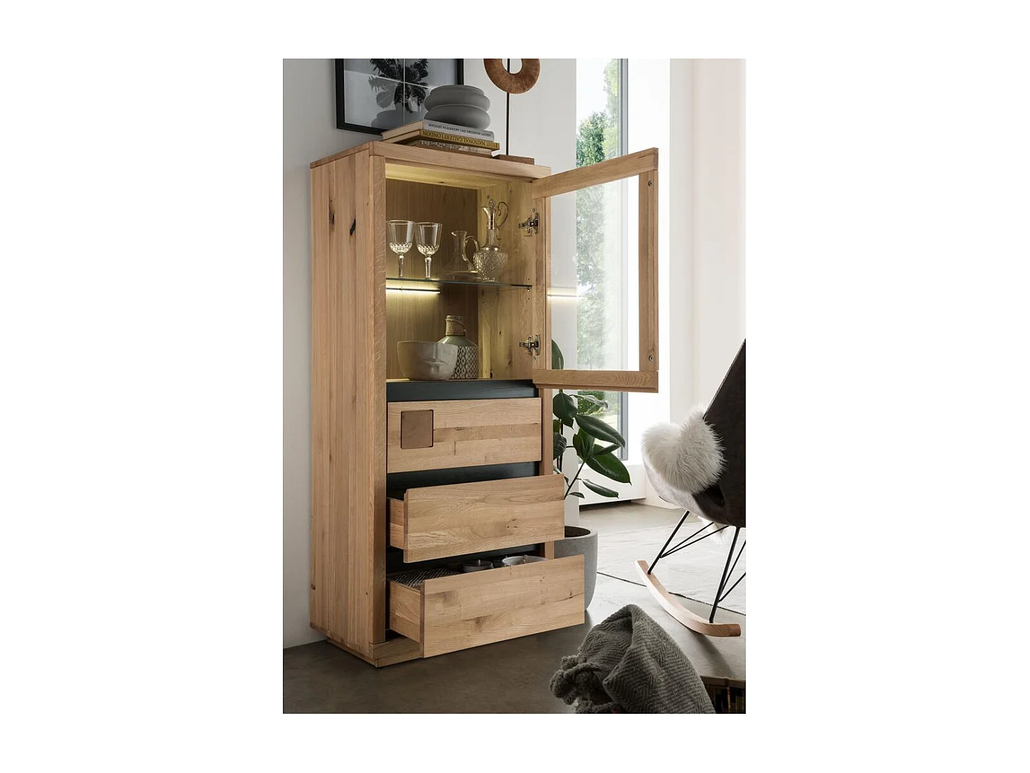 Schrank 65x40x148 cm Eiche geölt FENDE WZ-0159