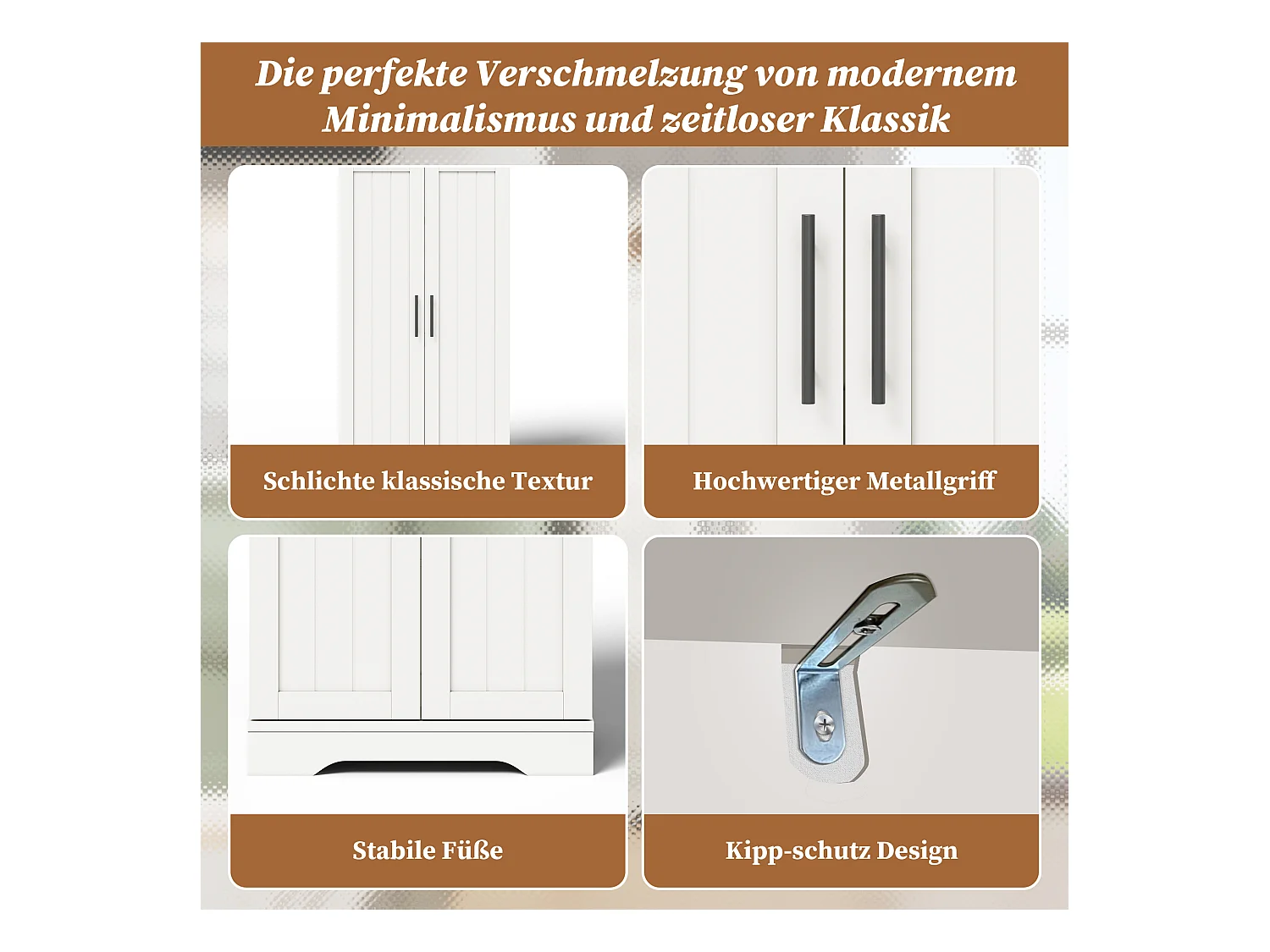 Buffet de cuisine haut - 60 x 40 x 120 cm - avec Leds + 2 portes avec étagères réglables et étagères de porte - MDF - blanc