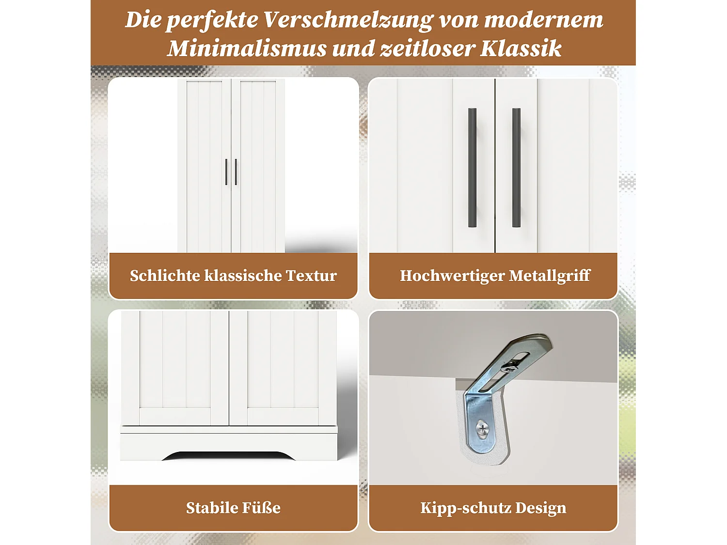 Buffet de cuisine haut - 60 x 40 x 120 cm - avec Leds + 2 portes avec étagères réglables et étagères de porte - MDF - blanc