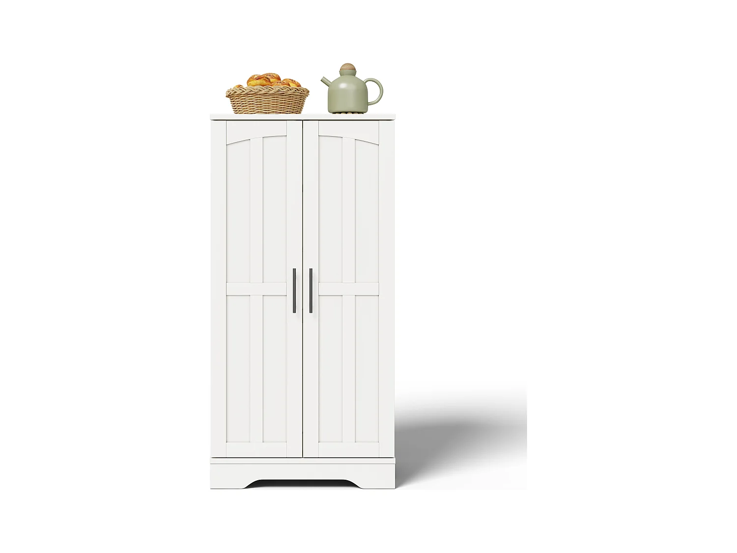 Buffet de cuisine haut - 60 x 40 x 120 cm - avec Leds + 2 portes avec étagères réglables et étagères de porte - MDF - blanc