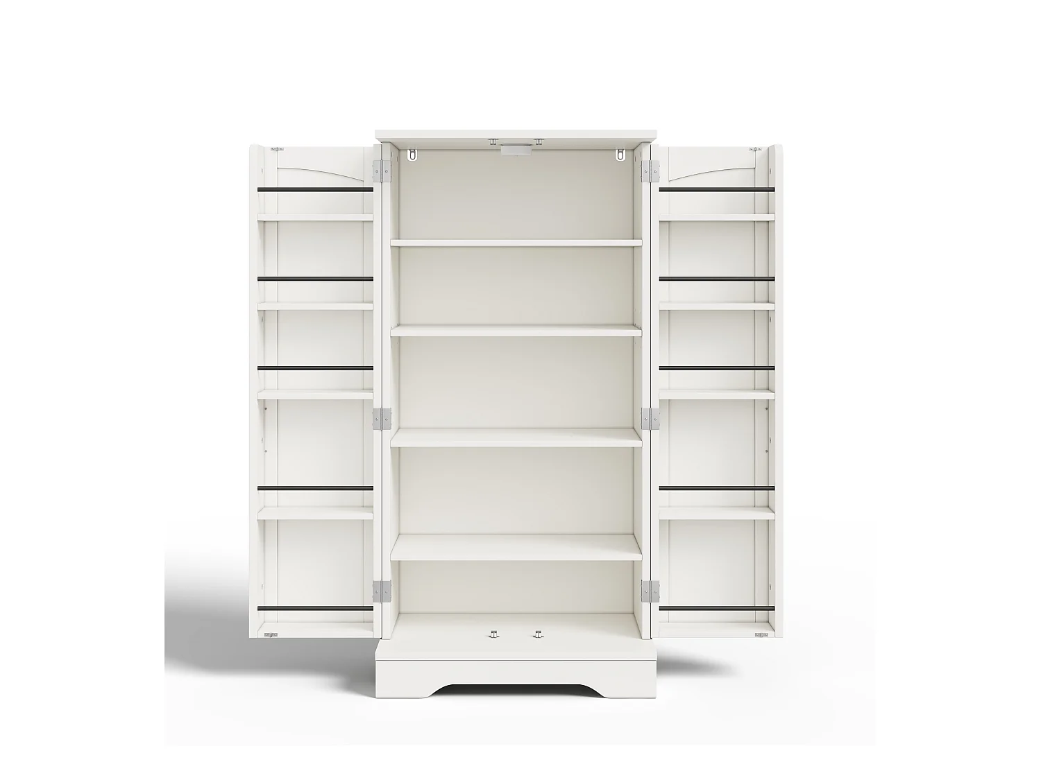 Buffet de cuisine haut - 60 x 40 x 120 cm - avec Leds + 2 portes avec étagères réglables et étagères de porte - MDF - blanc