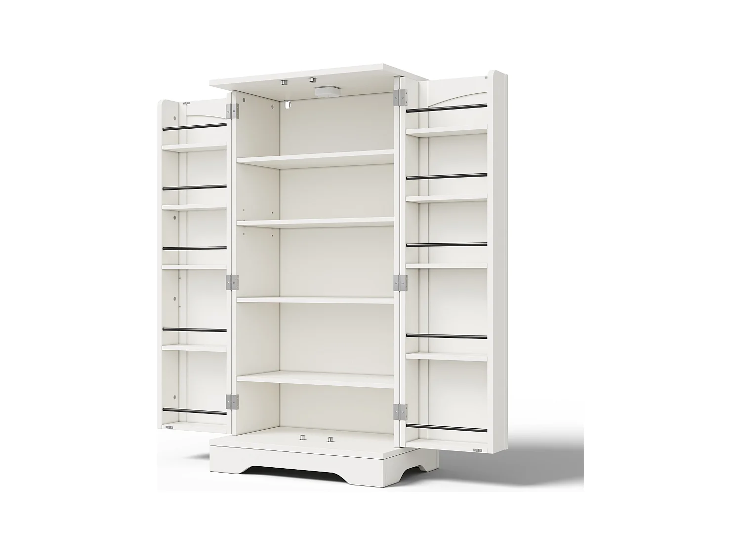 Buffet de cuisine haut - 60 x 40 x 120 cm - avec Leds + 2 portes avec étagères réglables et étagères de porte - MDF - blanc