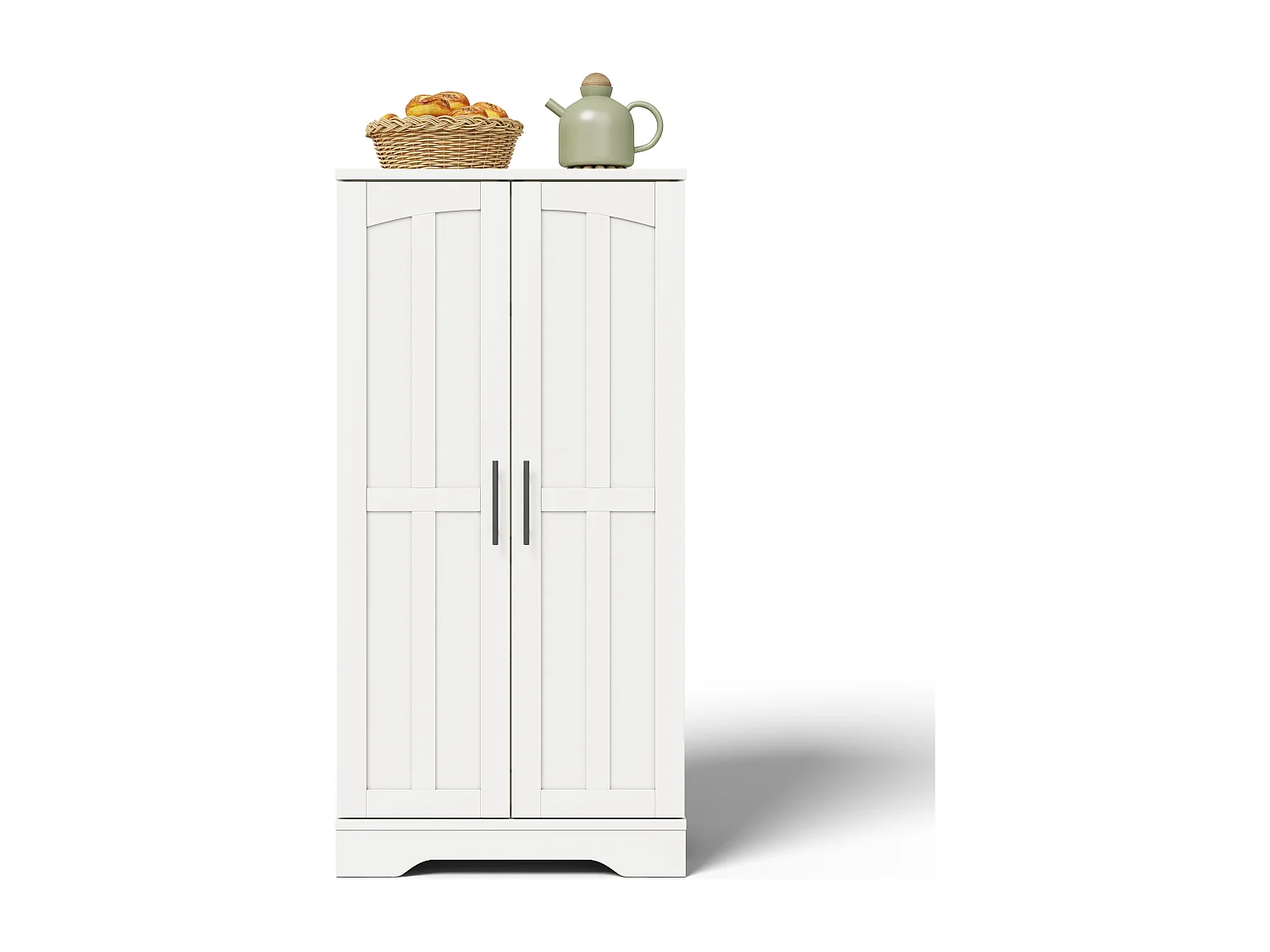 Aparador alto de cocina - 60 x 40 x 120 cm - con LED + 2 puertas con estantes regulables y baldas en la puerta - MDF - blanco