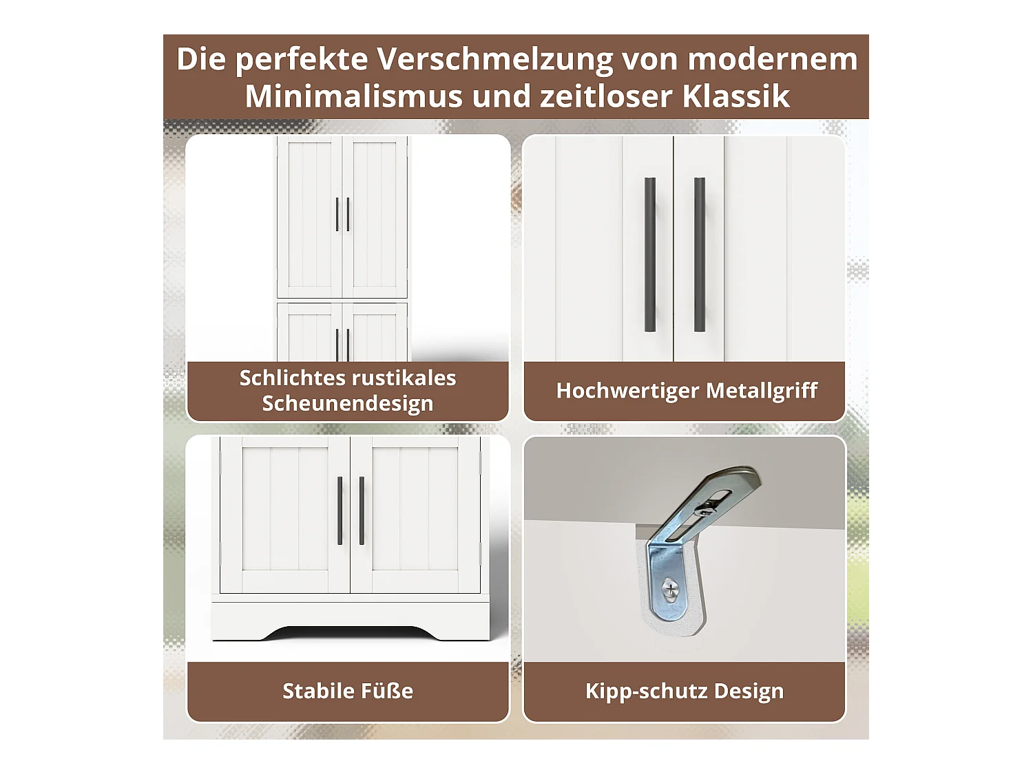 Buffet de cuisine haut - 60 x 40 x 120 cm - avec Leds + 4 portes avec étagères réglables et étagères de porte - MDF - blanc