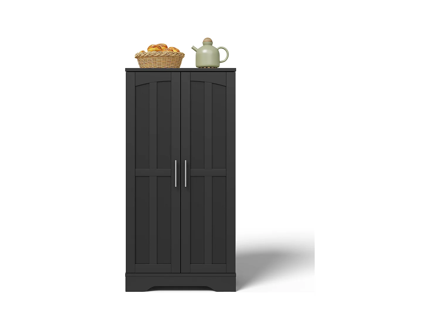 Buffet de cuisine haut - 60 x 40 x 120 cm - avec Leds + 2 portes avec étagères réglables et étagères de porte - MDF - noir