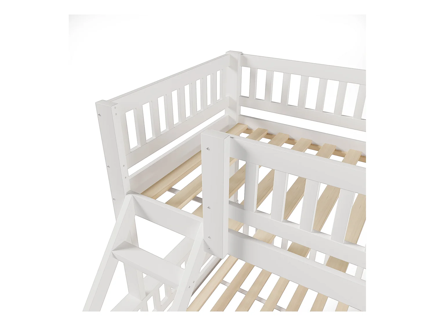 Kinder-Etagenbett - 90 x 200 cm + 140 x 200 cm - mit Leiter + Bettgitter - Holz - weiß