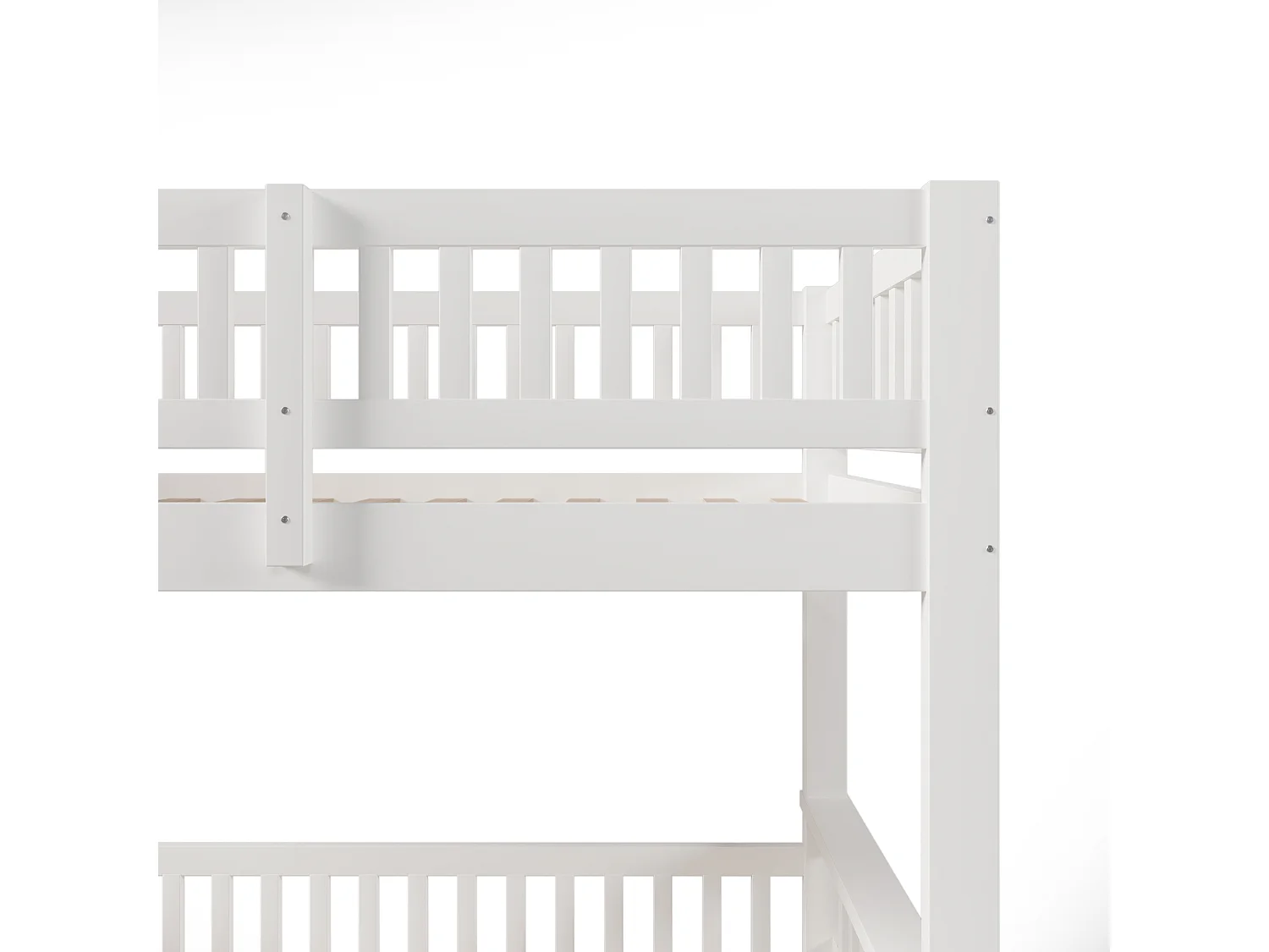 Lit superposés pour enfants - 90 x 200 cm + 140 x 200 cm - avec échelle + barrière de lit - bois - blanc