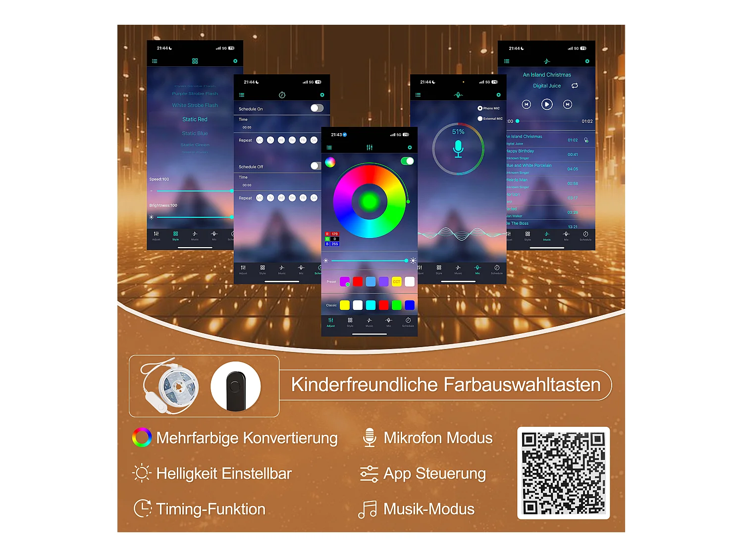 Łóżko piętrowe dla dzieci - 140 x 200 cm - z oświetleniem LED + drabinka ze schowkiem - kształt okna - drewno - białe + naturalne