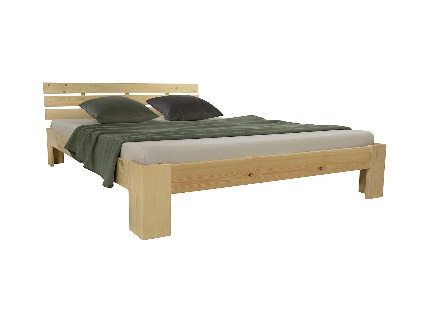 Łóżko podwójne 140x200 cm, jasne drewno, łóżko futon