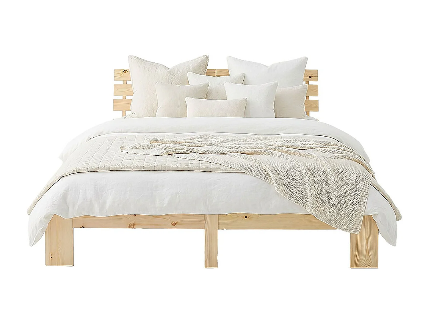 Lit Double 140x200 cm Bois Clair Futonbett