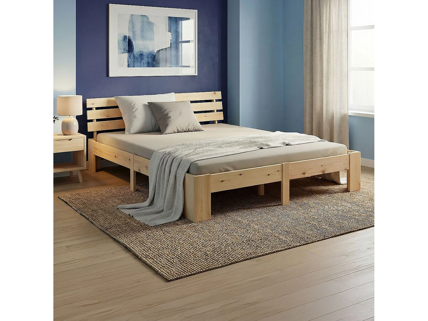 Lit Double 140x200 cm Bois Clair Futonbett