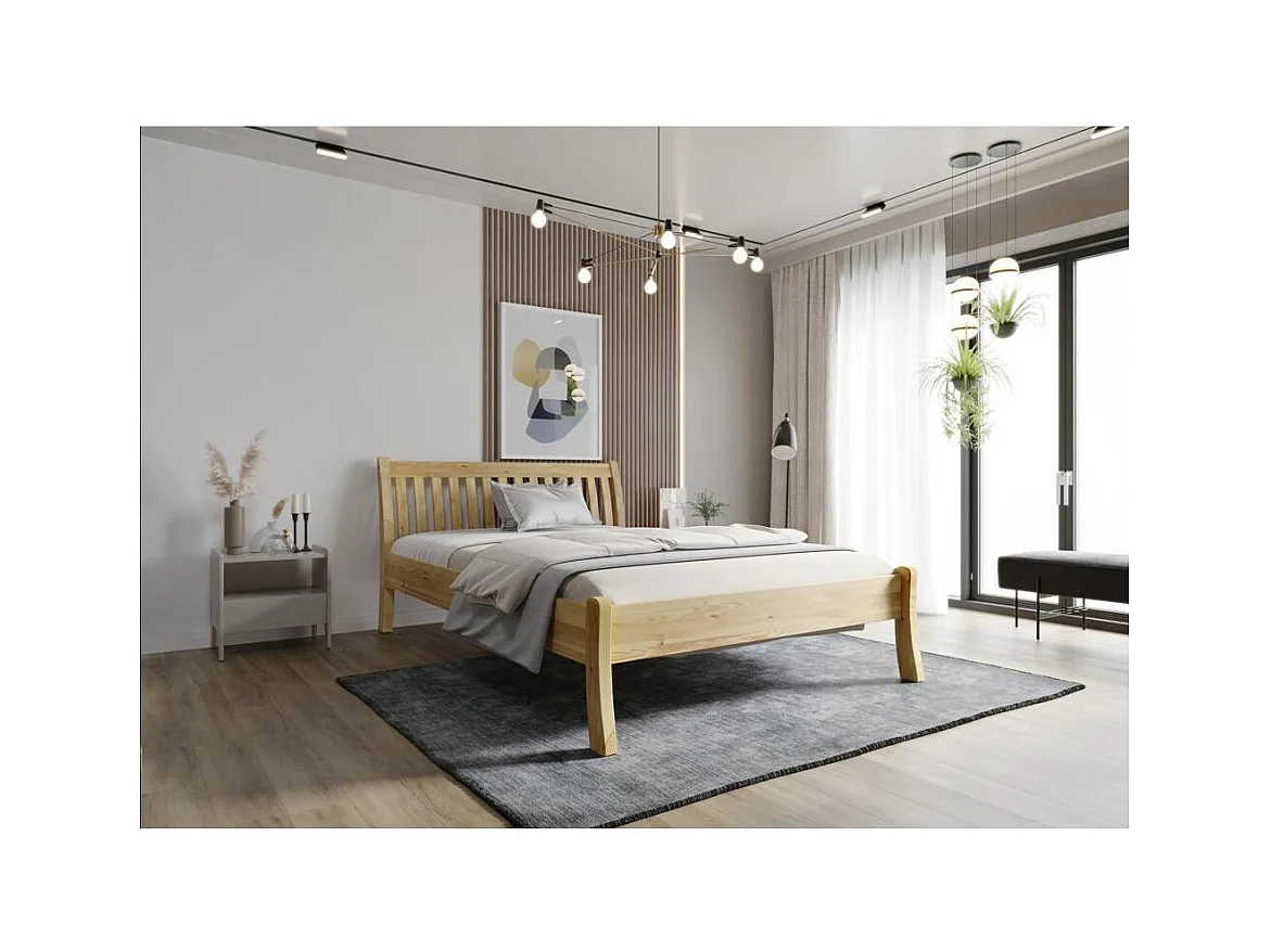 Łóżko 223x165x90 cm, lakierowane sosnowe drewno, tonja 160