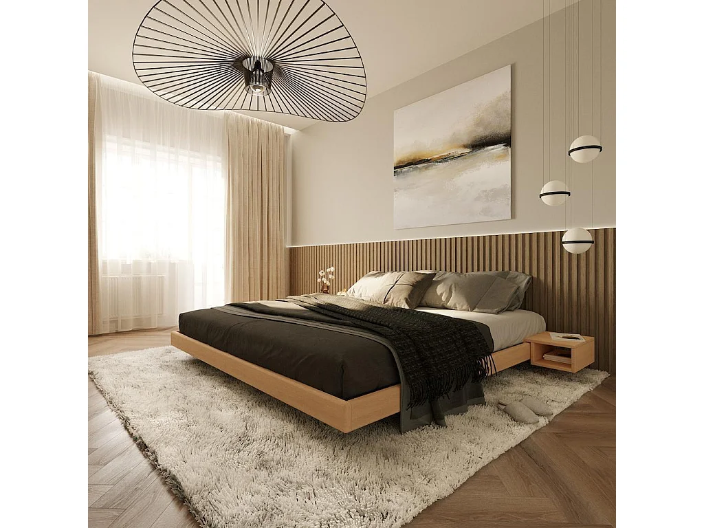 Tweepersoonsbed 140x200 cm naturel Carre