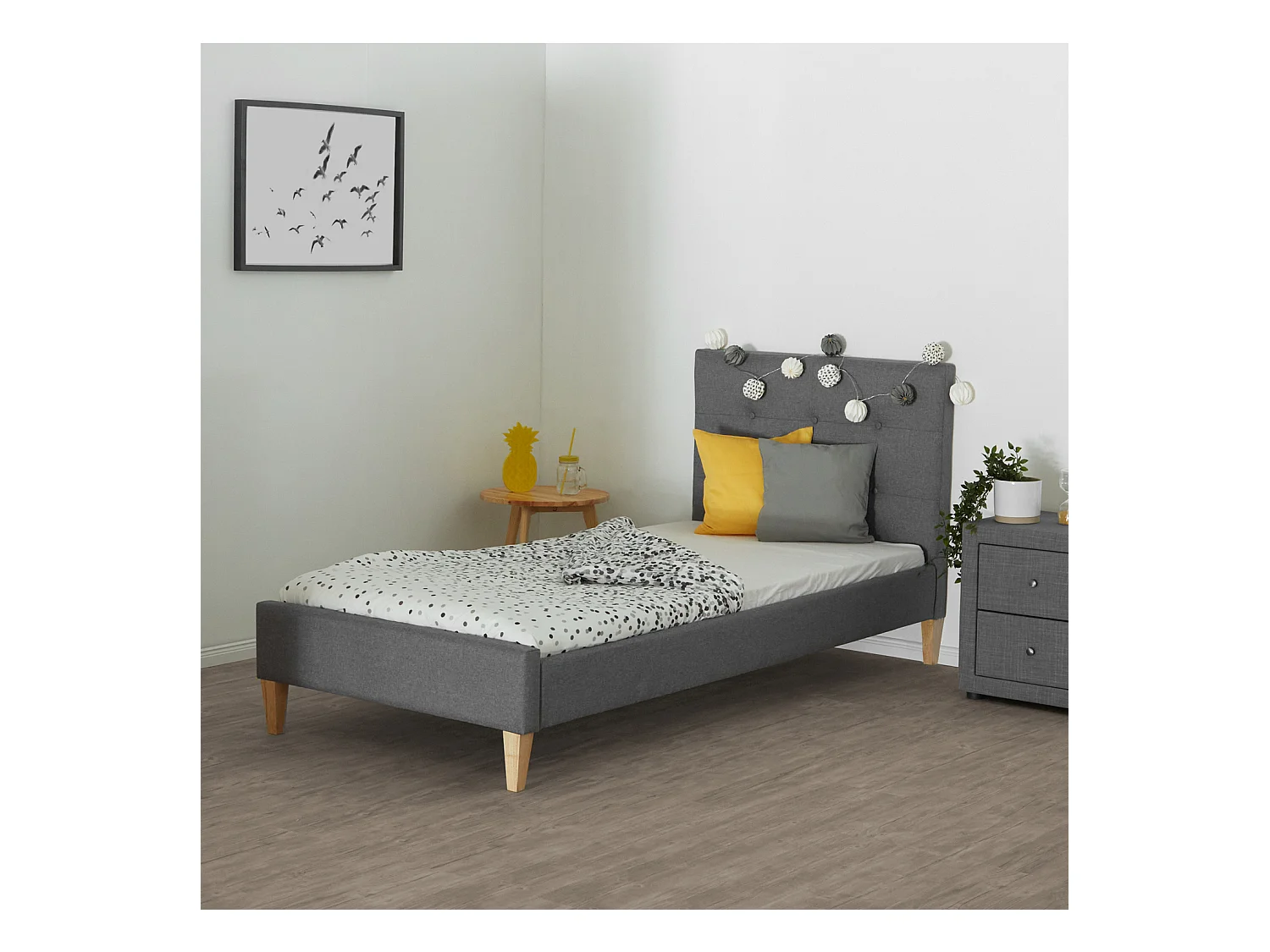 Bettgestell 90x200 cm Grau