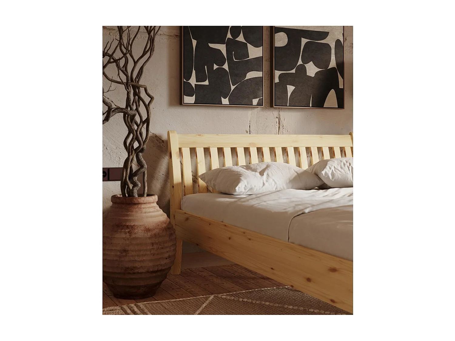 Łóżko 2,23x1,455x0,9 m lakierowana sosna Tonja 140