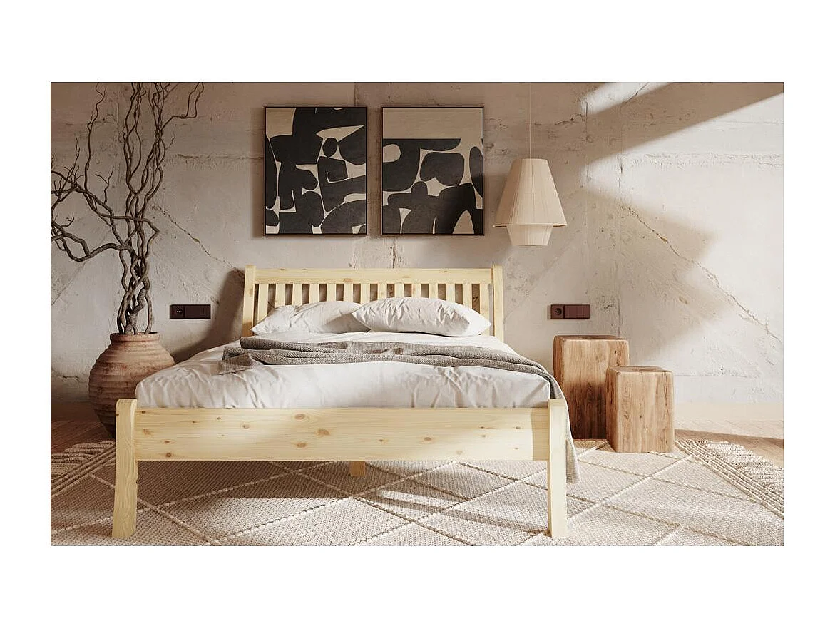 Łóżko 2,23x1,455x0,9 m lakierowana sosna Tonja 140