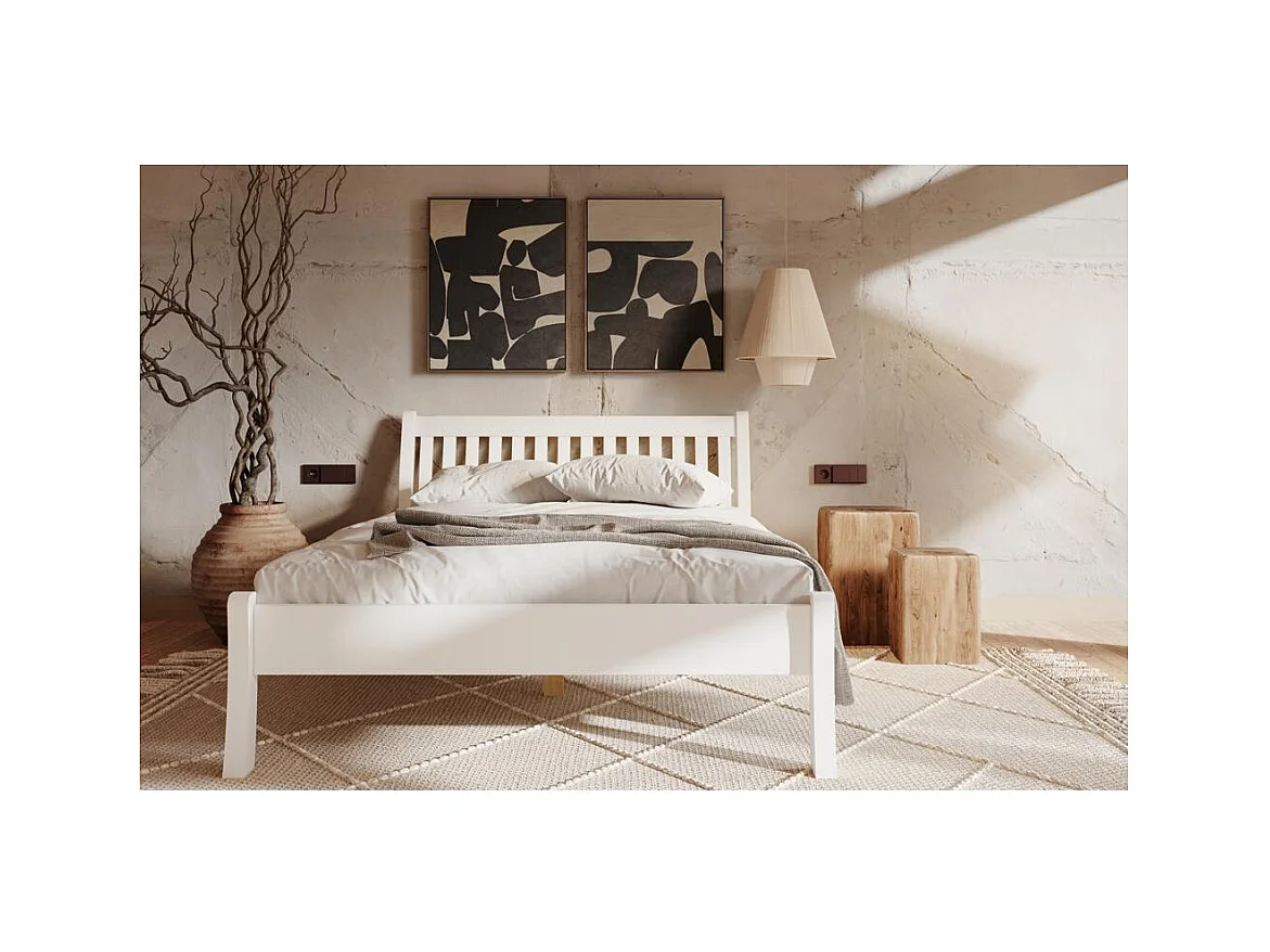 Cama 223x145x90 cm pino blanco Tonja blanco 140
