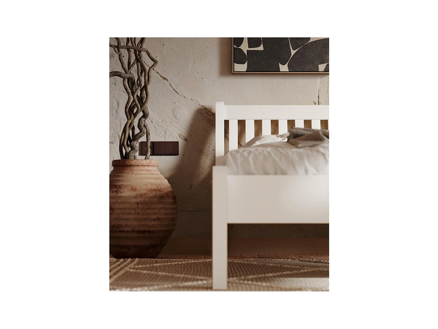 Cama 223x145x90 cm pino blanco Tonja blanco 140