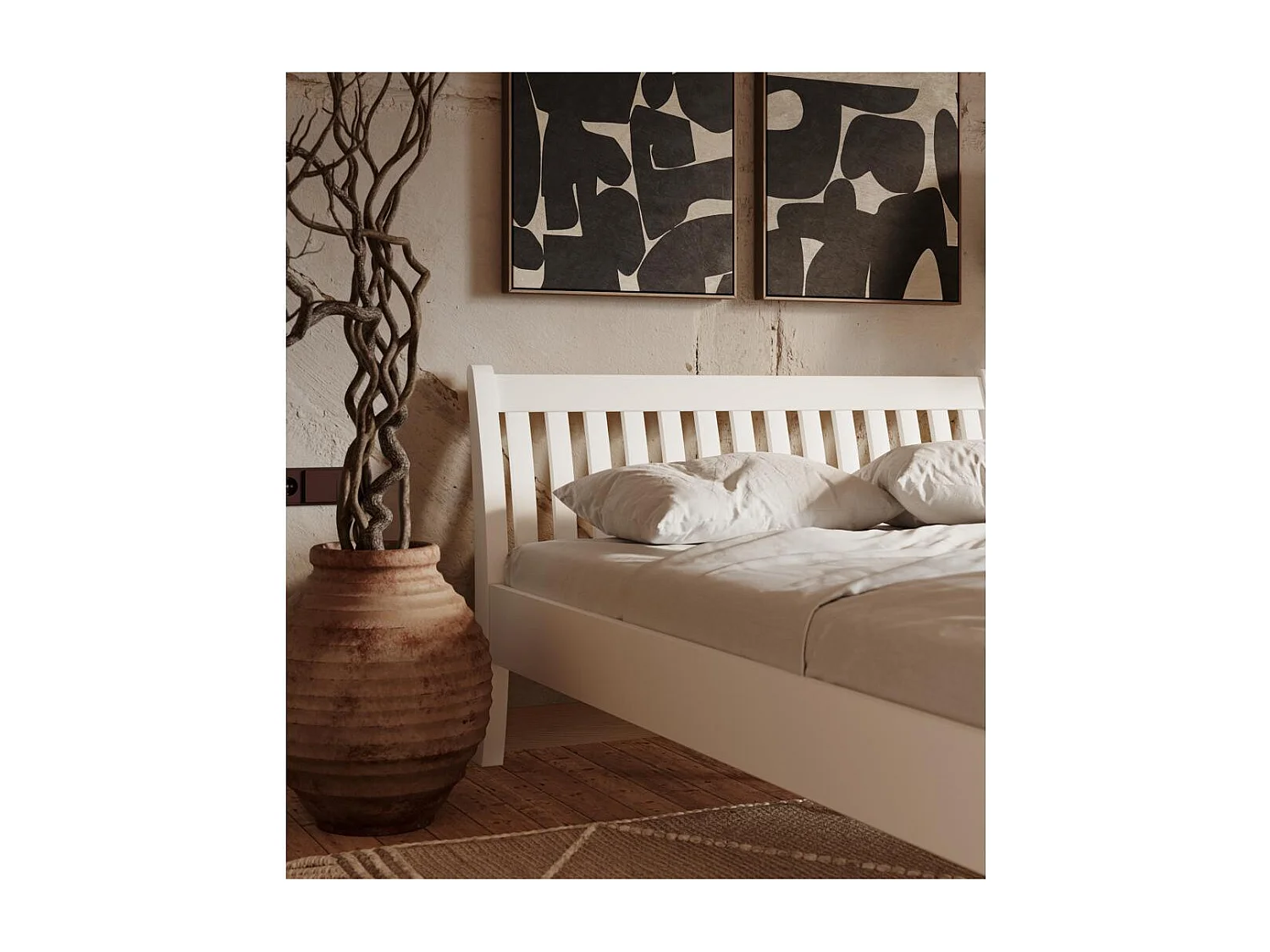 Lit 223x145x90 cm pin blanc tonja blanc 140