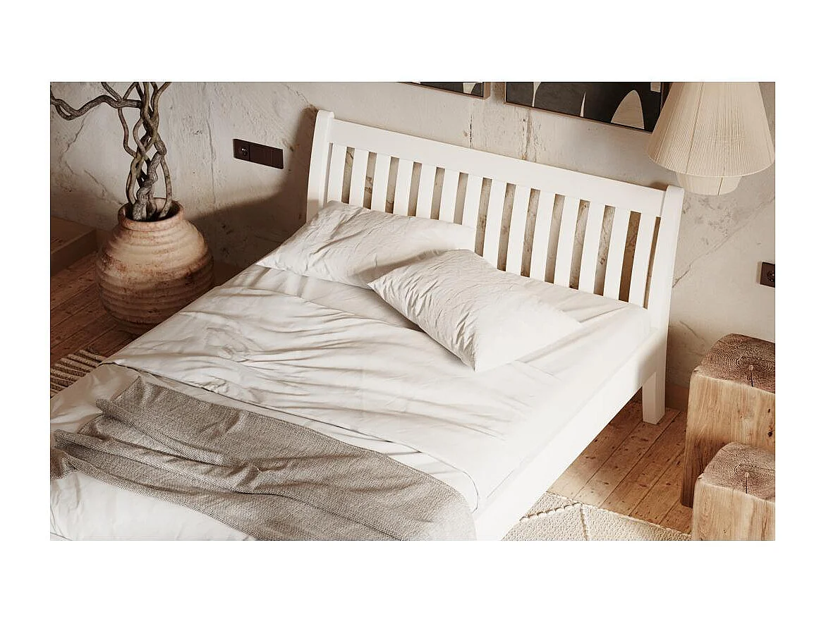 Lit 223x145x90 cm pin blanc tonja blanc 140