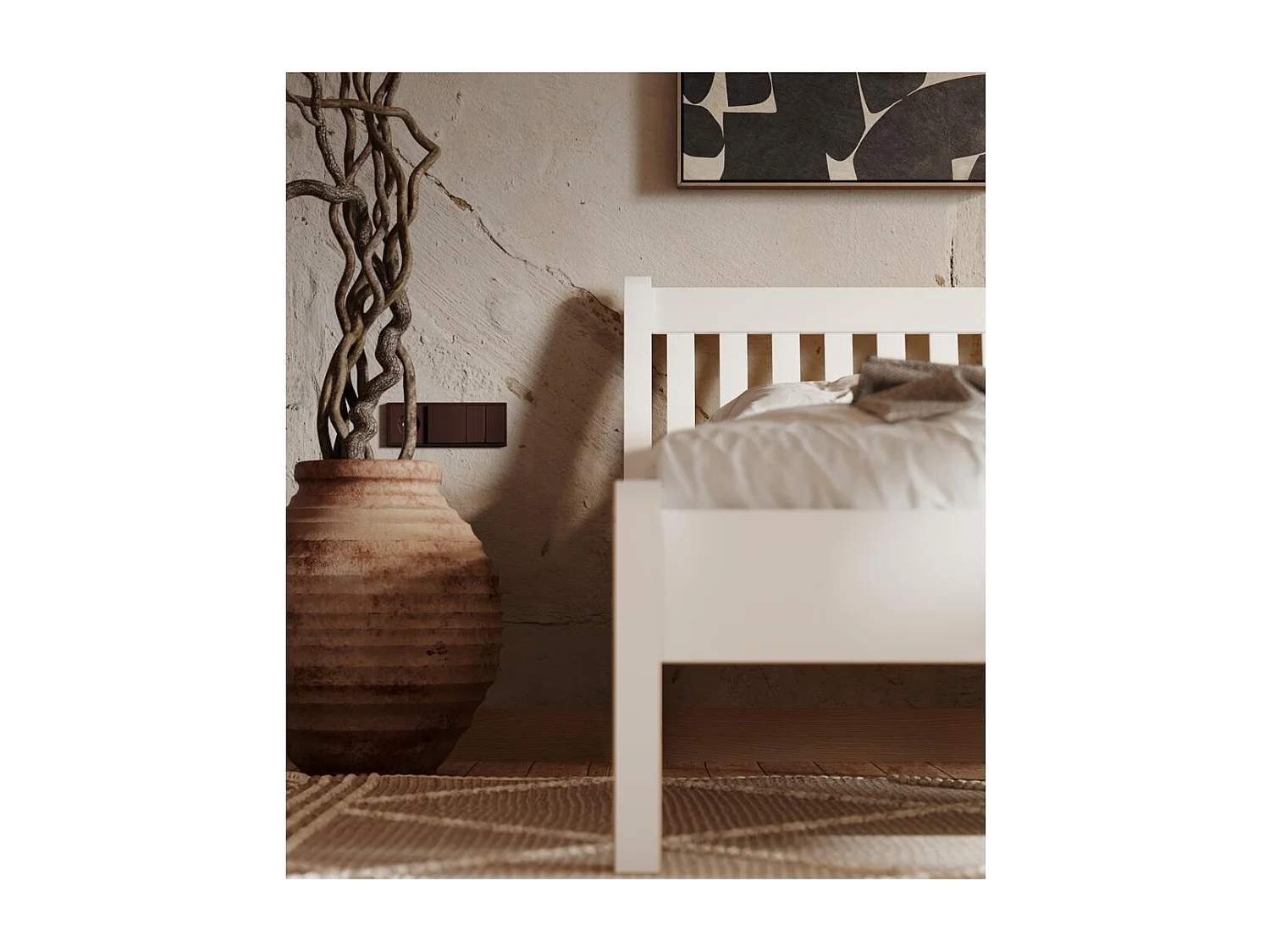 Lit 223x145x90 cm pin blanc tonja blanc 140