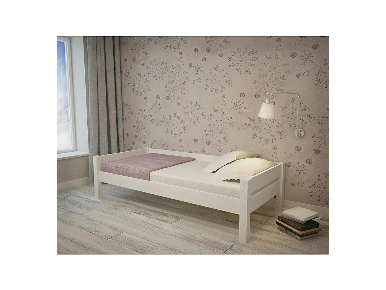 Bett 2,095x0,995x0,57 m Weißkiefer Lisa Weiß