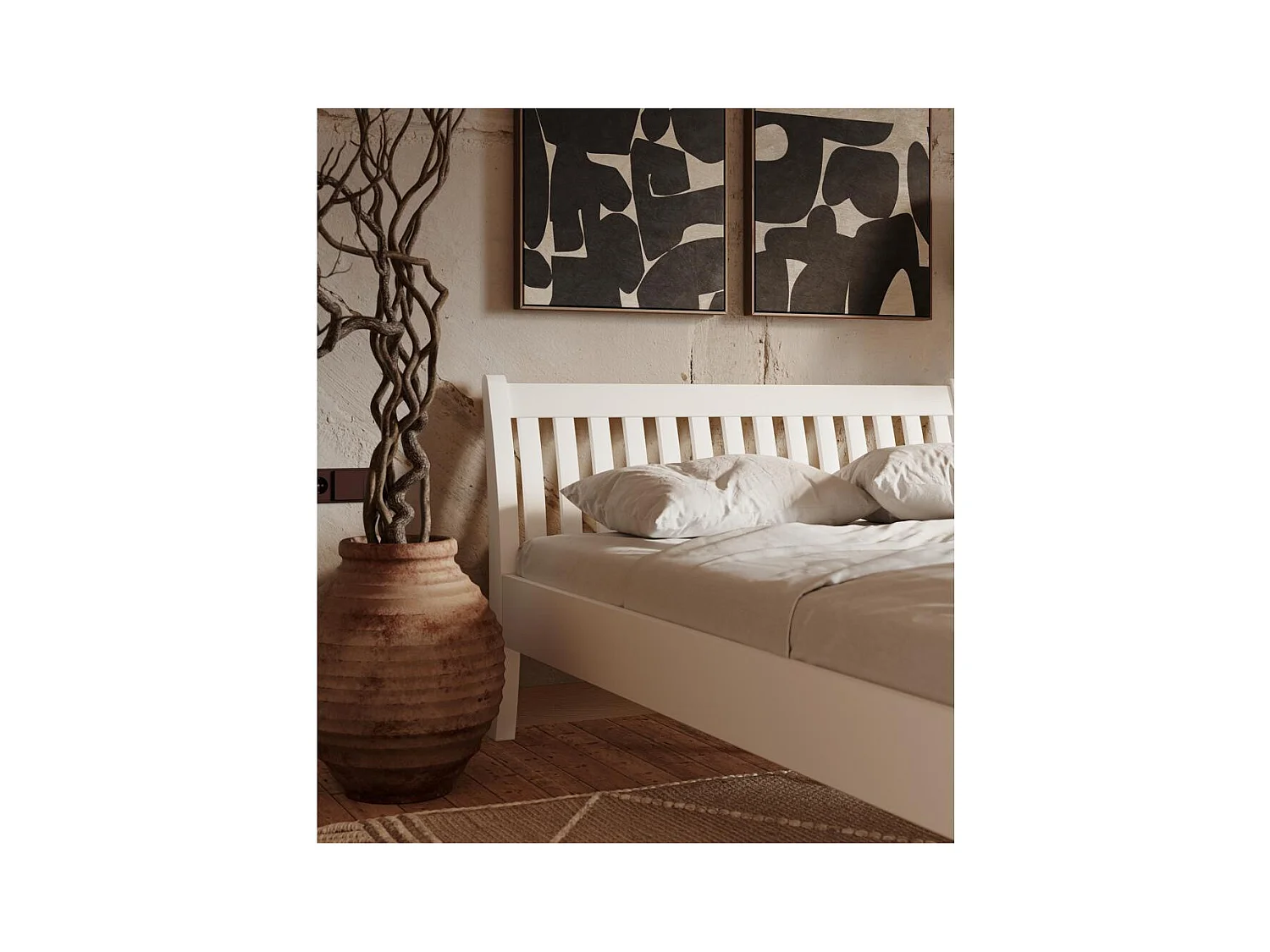 Łóżko drewniane 223x95x90 cm sosna biała Tonja białe 90