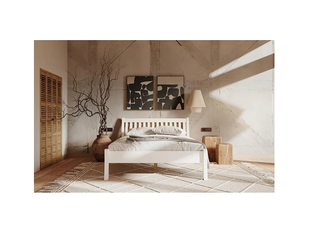 Łóżko drewniane 223x95x90 cm sosna biała Tonja białe 90